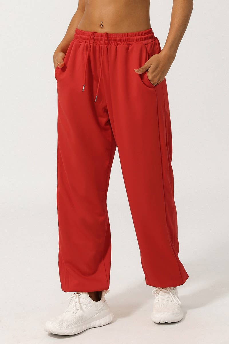 CWBLP1233_SOLID HIGH WAIST DRAWSTRING SWEATPANTS