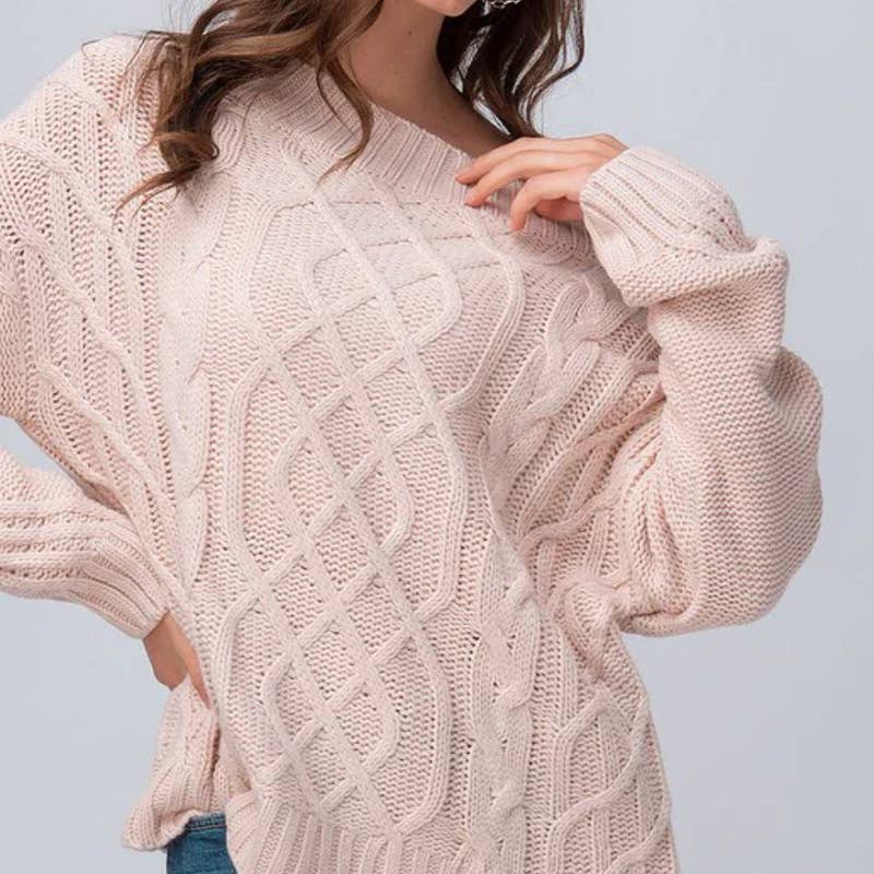 CREWNECK PULLOVER TWIST SWEATER LOOSE KNIT