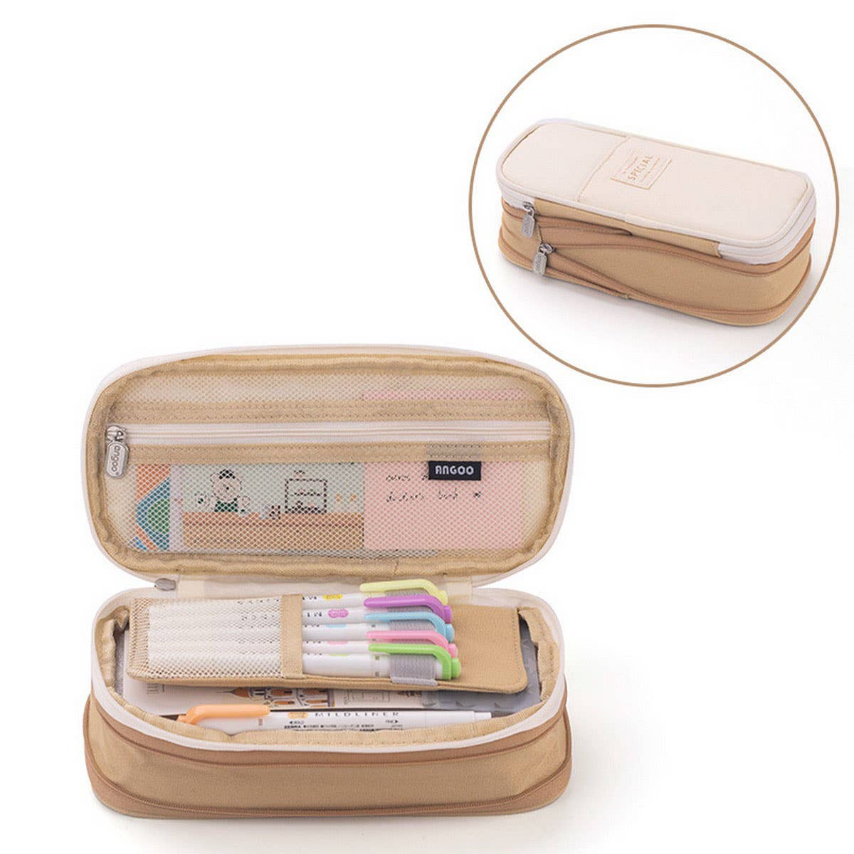 MACAROON COLOR MATCHING LARGE CAPACITY PENCIL CAS