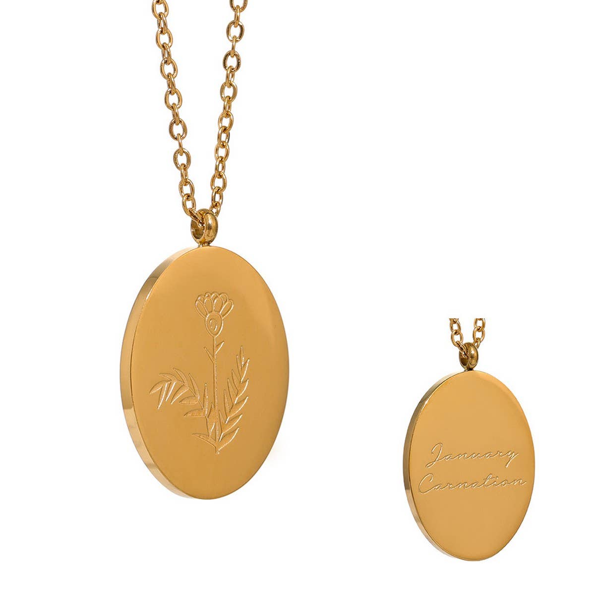 GOLD STAINLESS STEEL DECEMBER FLOWER NECKLACE