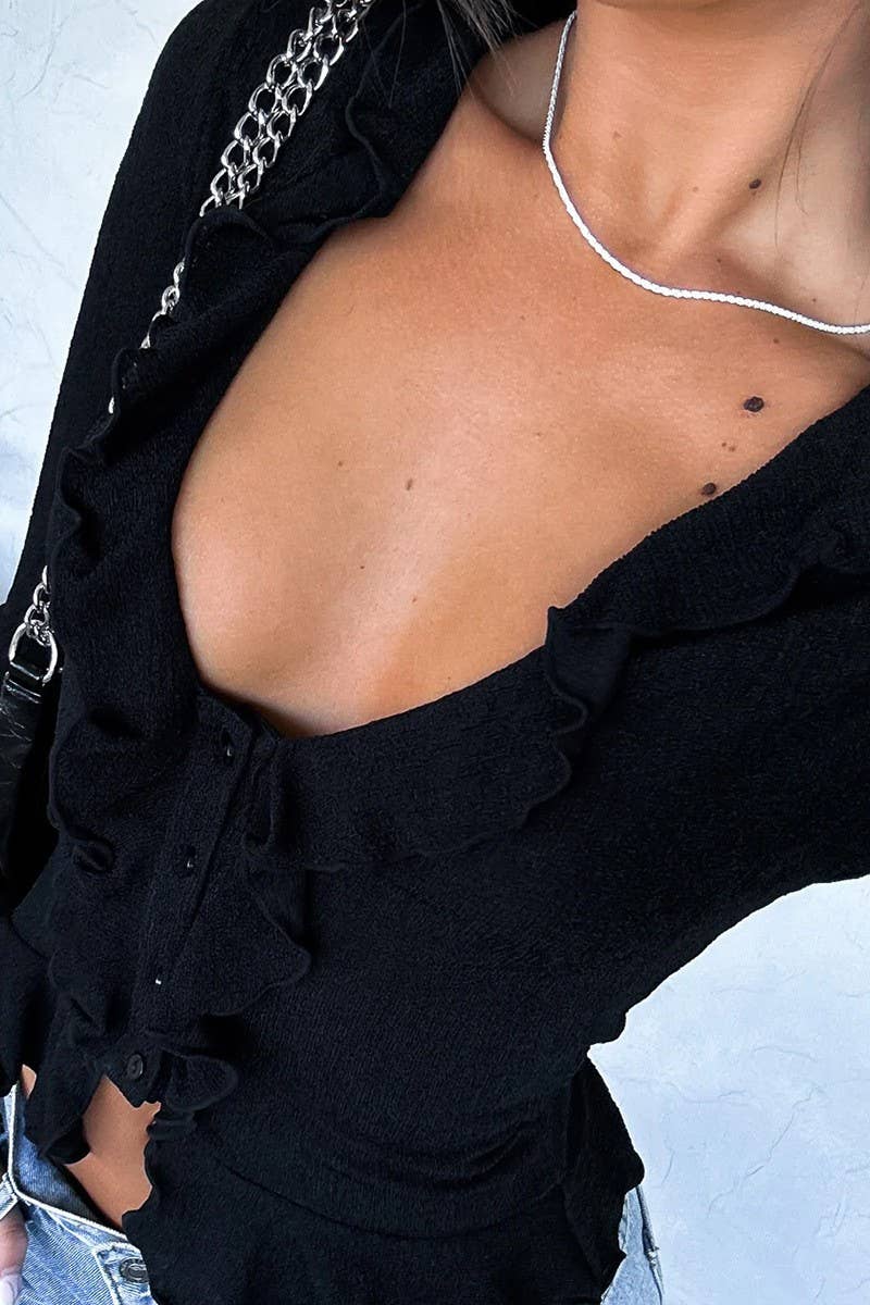 CWTBLL01043_SOLID COLOR CASUAL LAPEL LONG-SLEEVED T-SHIRT