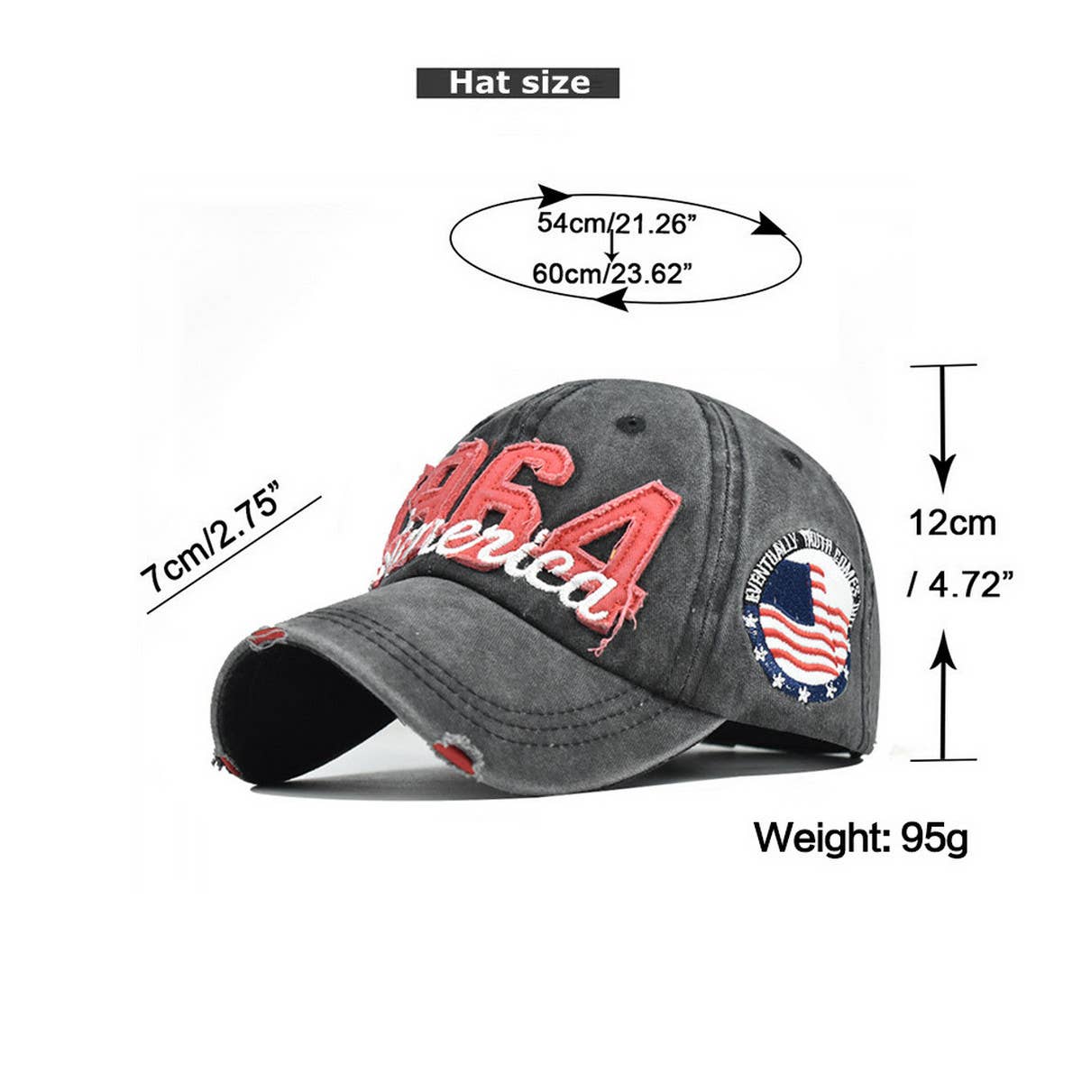 1964 Embroidered America Baseball Cap Water Wash CWAH1378