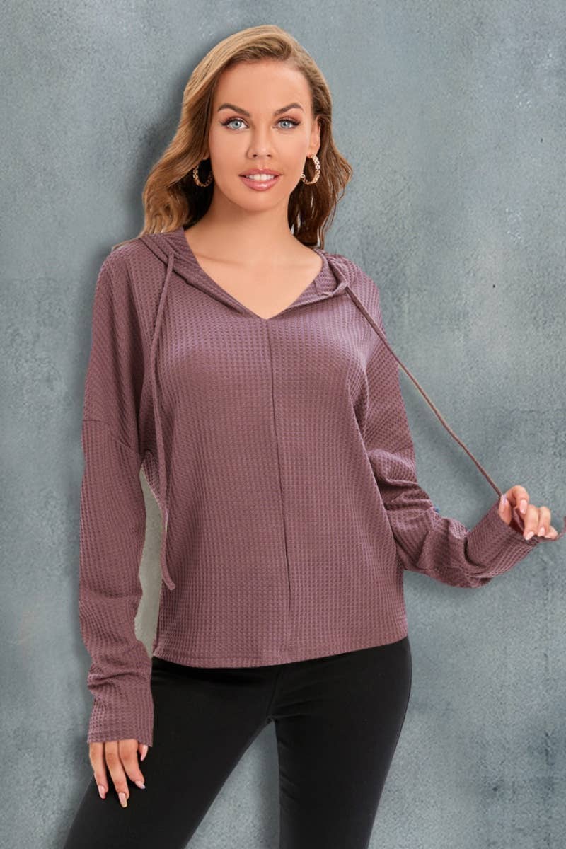 CWOSWL6359_LONG-SLEEVED DRAWSTRING HOODED SWEATER TOP