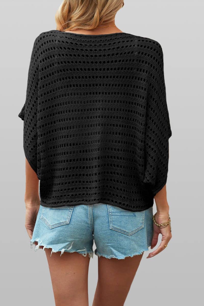 CWTBLS0746_CREW-NECK BAT-SLEEVE CUTOUT KNIT TOP