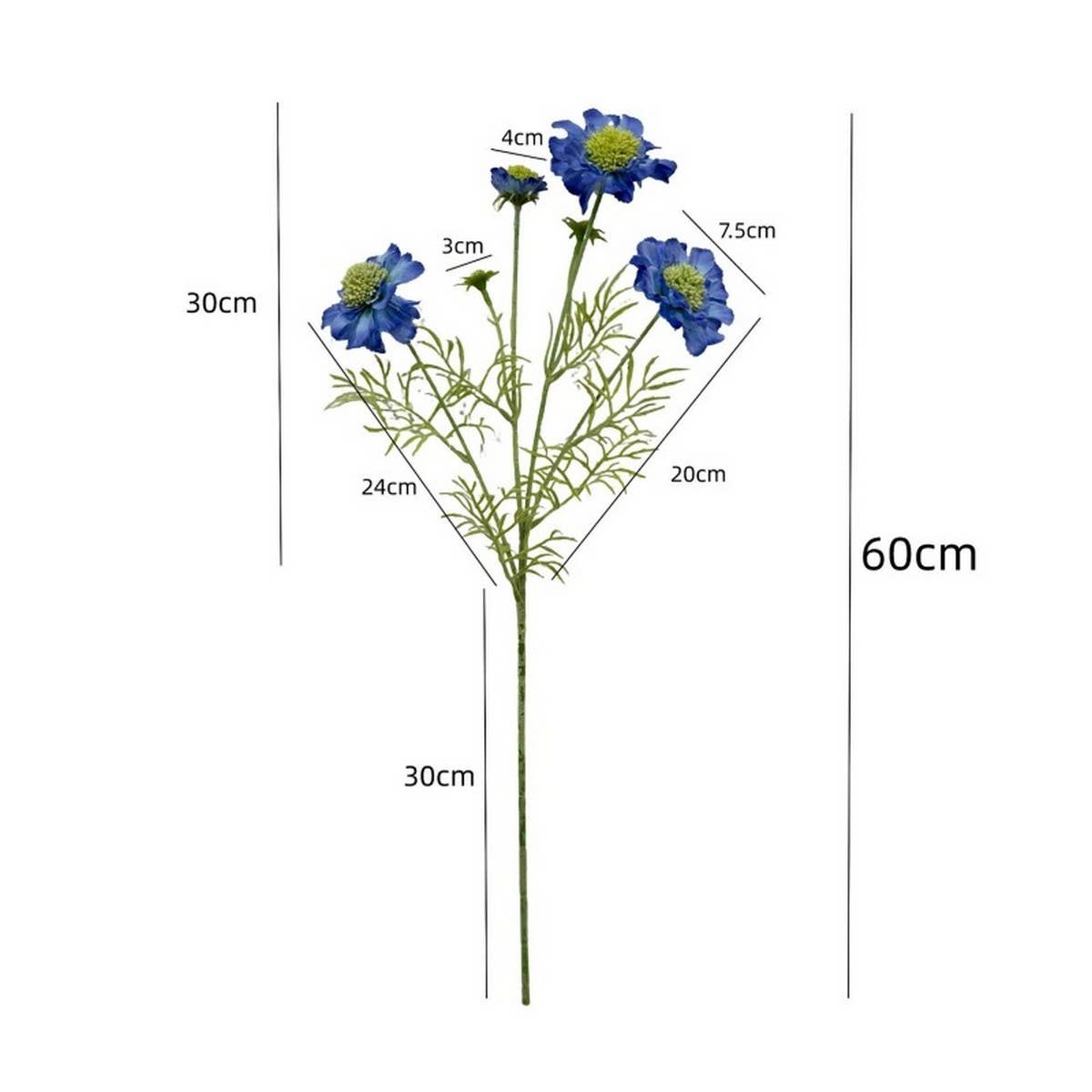 Single Stem 5-Head Flocked Cosmos Daisy Flower_CWMM6573