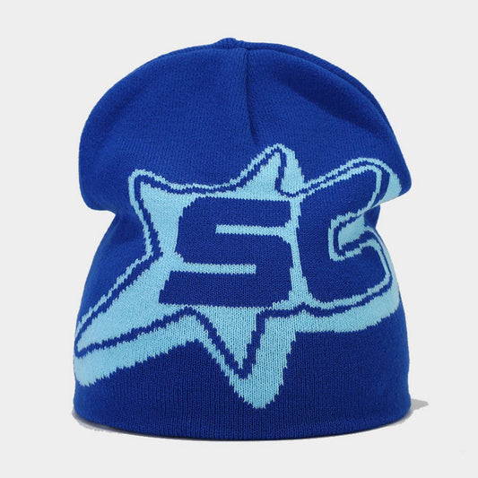 CASUAL LETTER STAR JACQUARD KNITTED HAT_CWAH1589