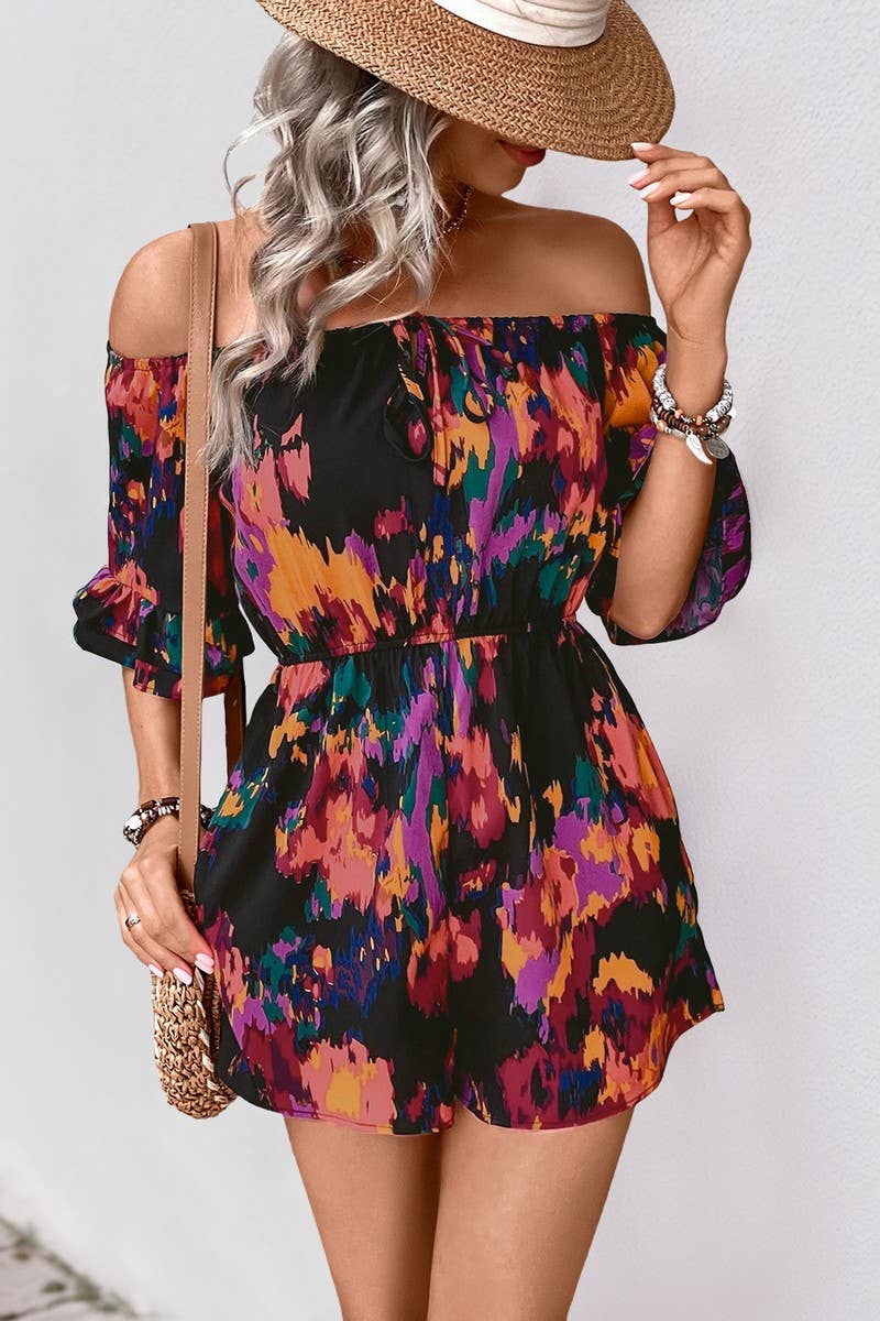 CWSJS1683_OFF SHOULDER RUFFLE SLEEVE HIGH WAIST JUMPSUIT