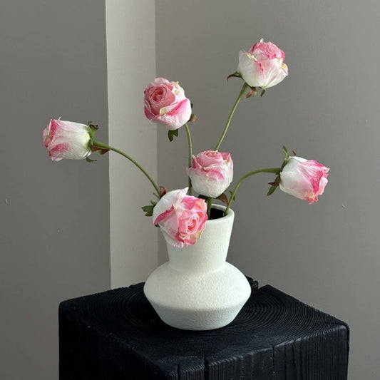 Vintage Burnt Edge Rose Faux Flower Bouquet