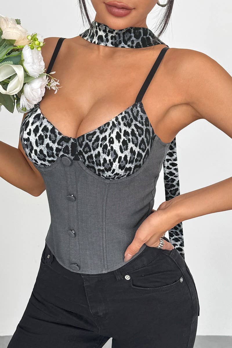 CWTTK0766_CONTRAST LEOPARD PRINT HERRINGBONE CAMISOLE