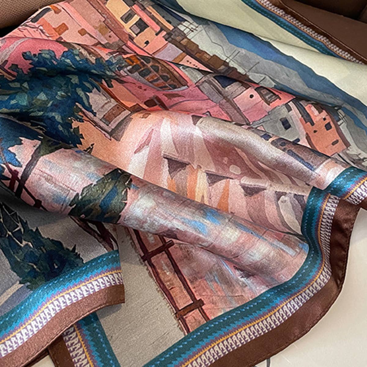 Silk Square Scarf - Spring Oil Painting Print Wrap