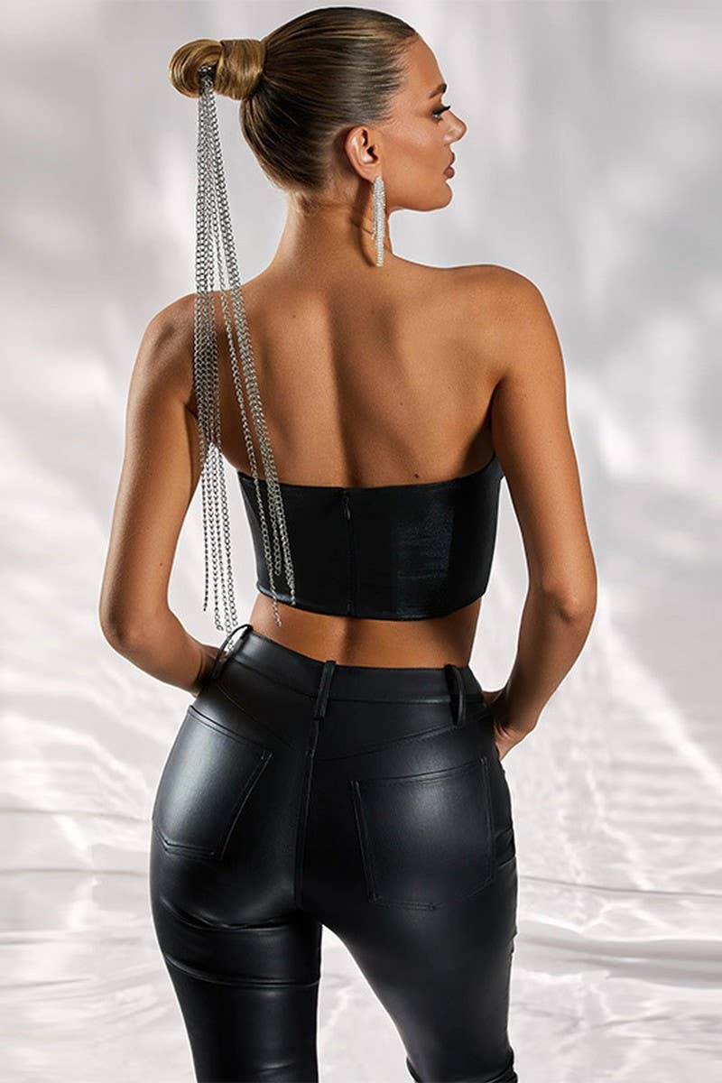 CWTTT00015_SEXY PU LEATHER BACKLESS CORSET BUSTIER TOP