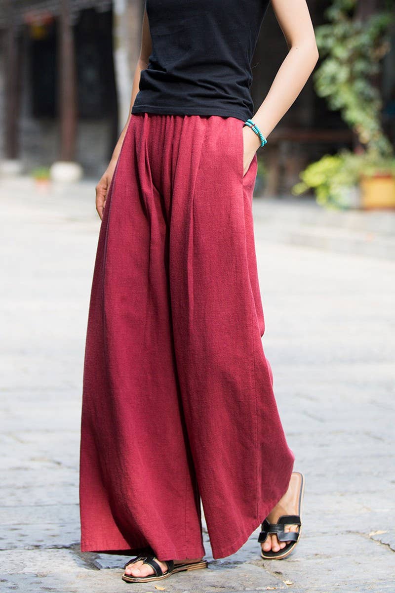 CWBLP1378_LINEN AND COTTON SAND-WASHED WIDE-LEG PANTS