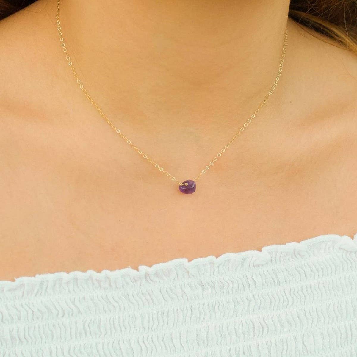 NATURAL CRYSTAL GRAVEL PENDANT NECKLACE WITH CARD