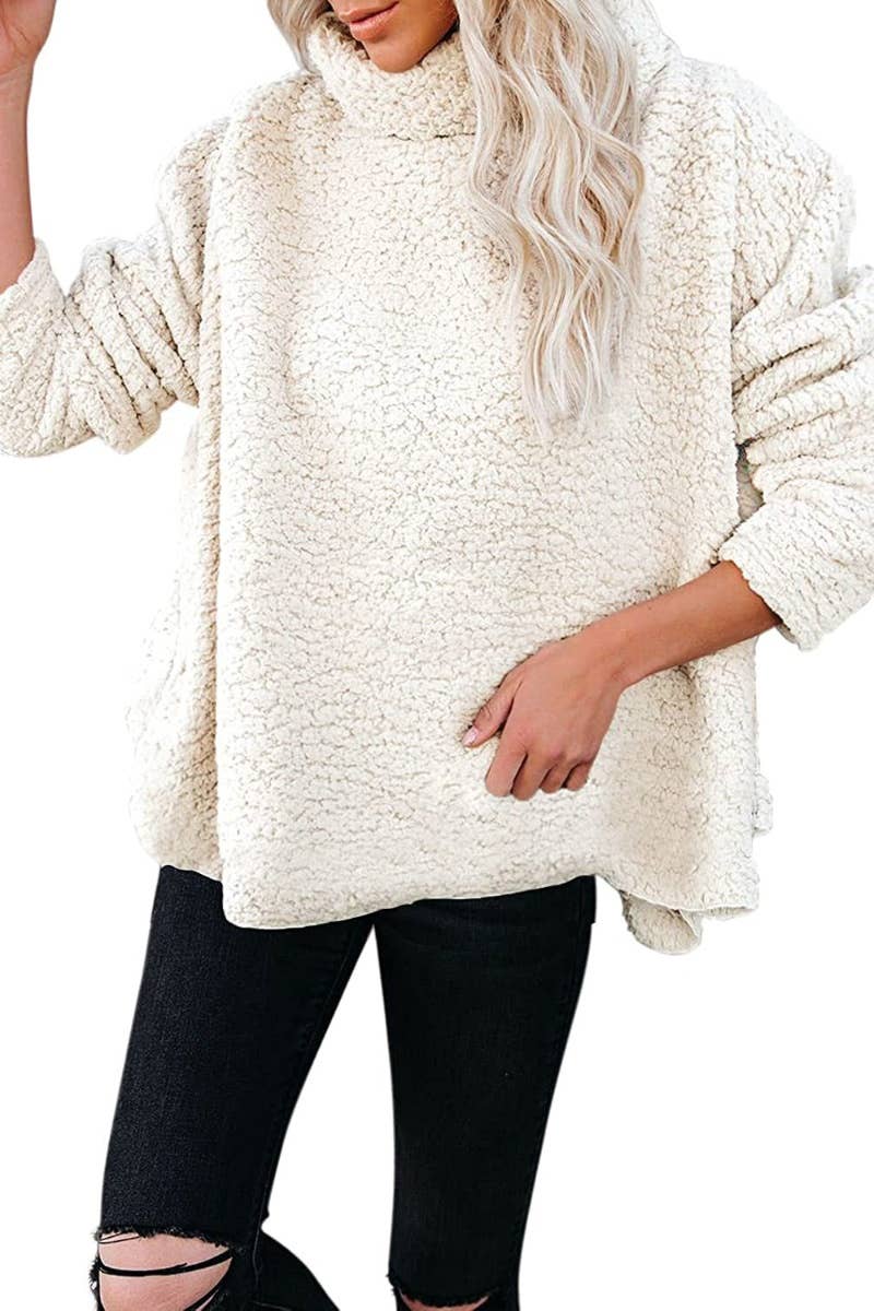 CWOSWL6740_WINTER TURTLENECK PLUSH LONG-SLEEVED TOP