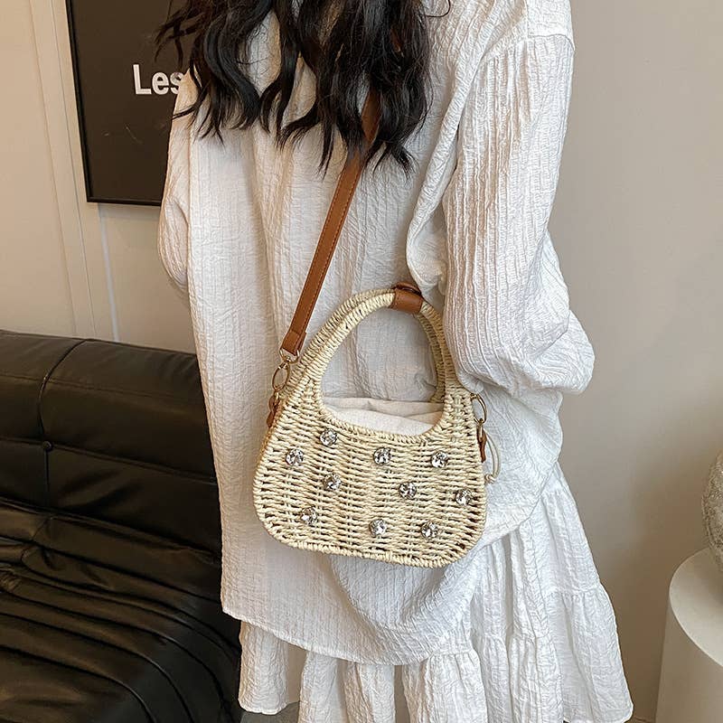 Rhinestone hand-held crossbody beach bag