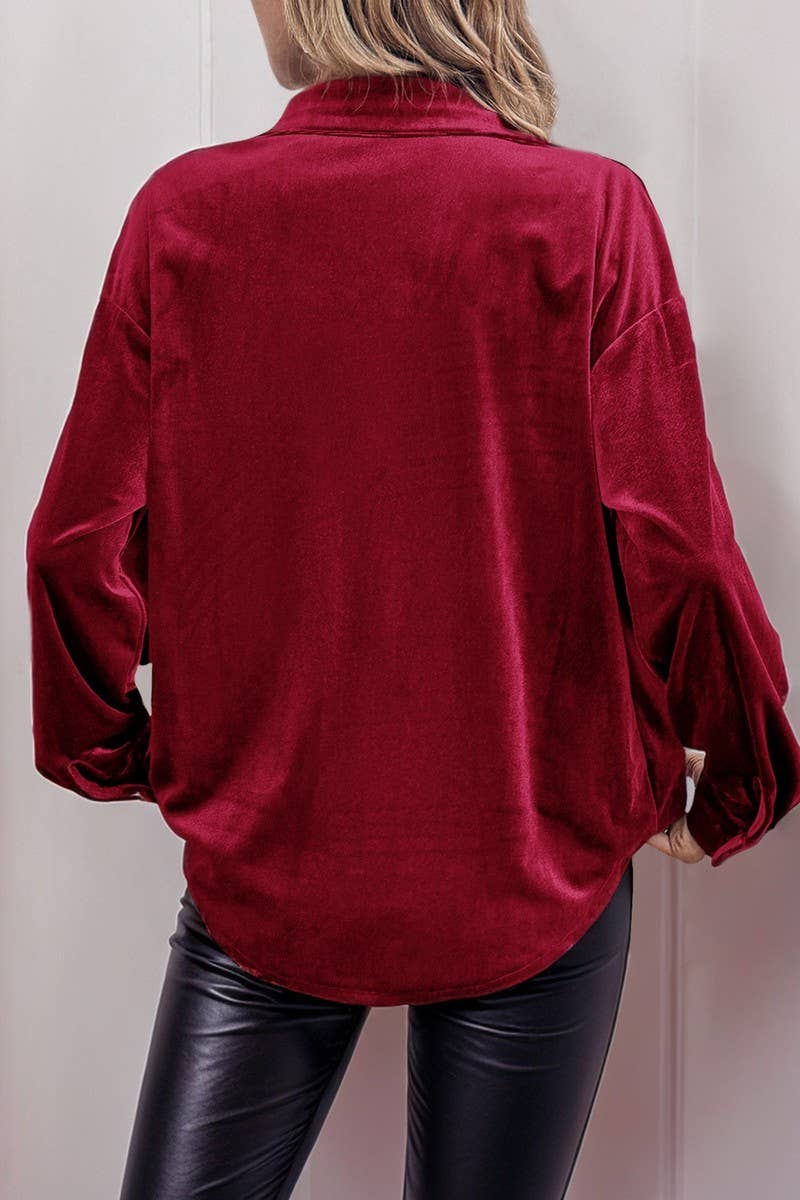 CWTBLL3702_AUTUMN CASUAL SOLID COLOR SINGLE BREASTED SHIRT