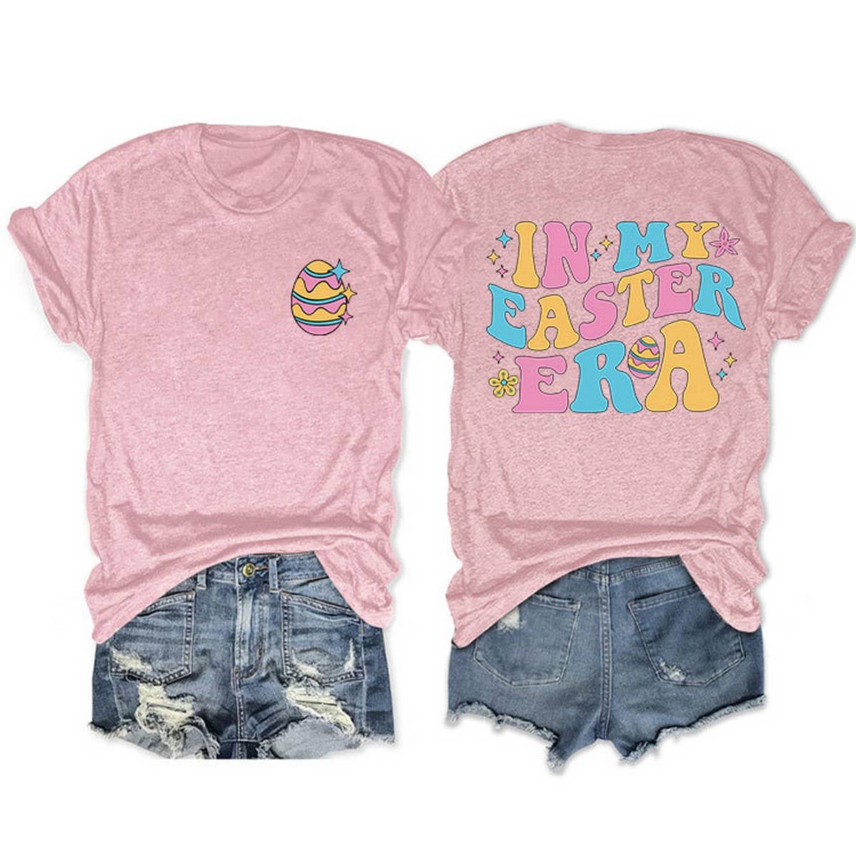 EASTER TREND DOUBLE SIDED LETTER PRINTED TEES_CWTTS0869
