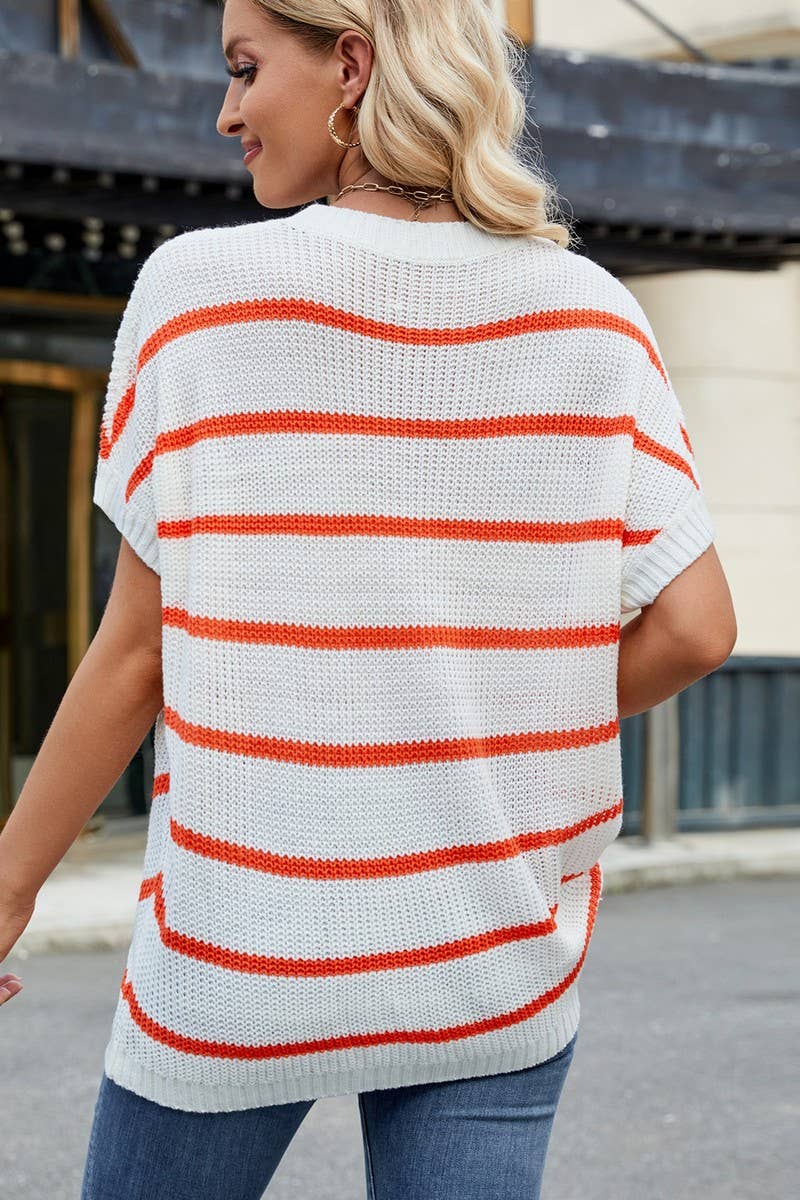 CWTBLS02491_STRIPED COLORBLOCK DROP SHOULDER KNIT TOP