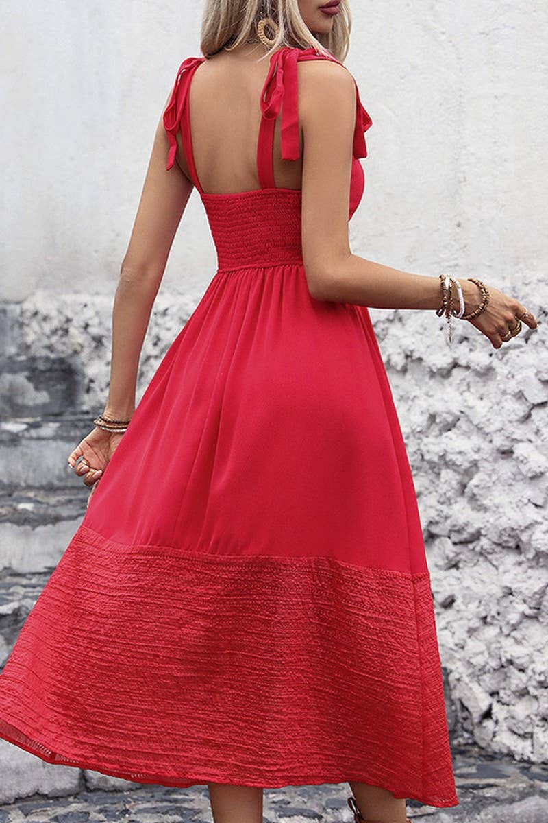 CWDMD2363_SLEEVELESS TIE ELEGANT DRESS