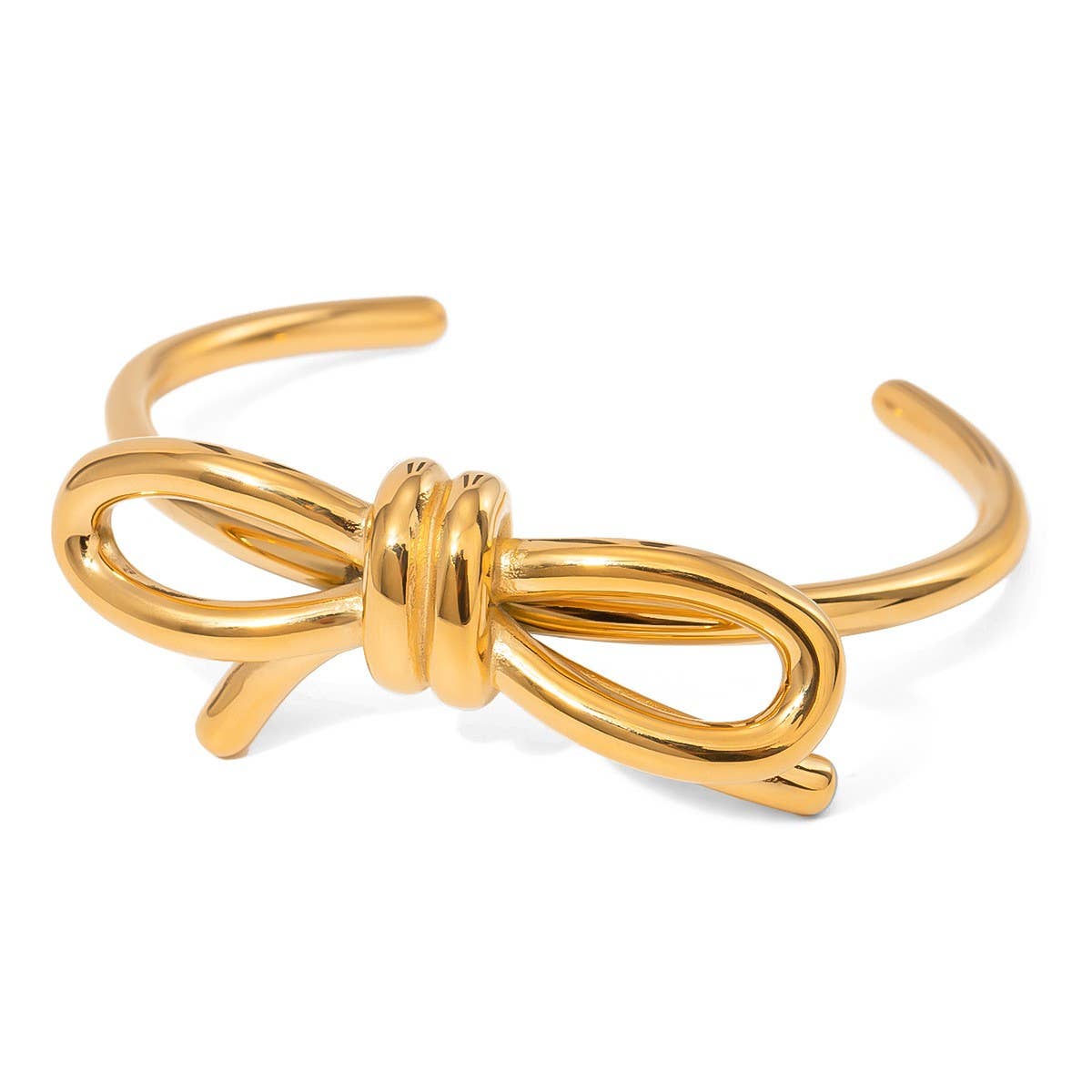 Elegant Titanium Steel Bow Open Bracelet, Plated