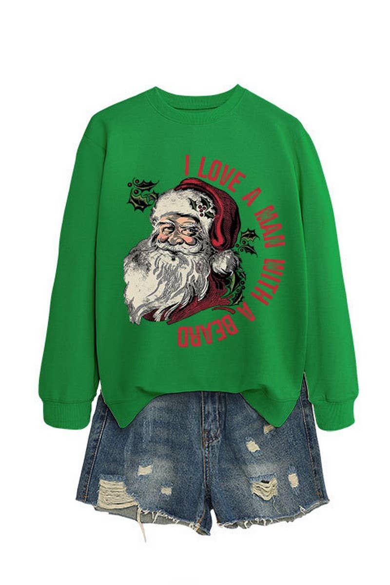 CWTBLL01329_SANTA LETTER PRINT CHRISTMAS PULLOVER SWEATSHIRT
