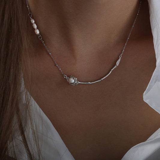 NATURAL FRESHWATER PEARL STAINLESS STEEL NECKLACE