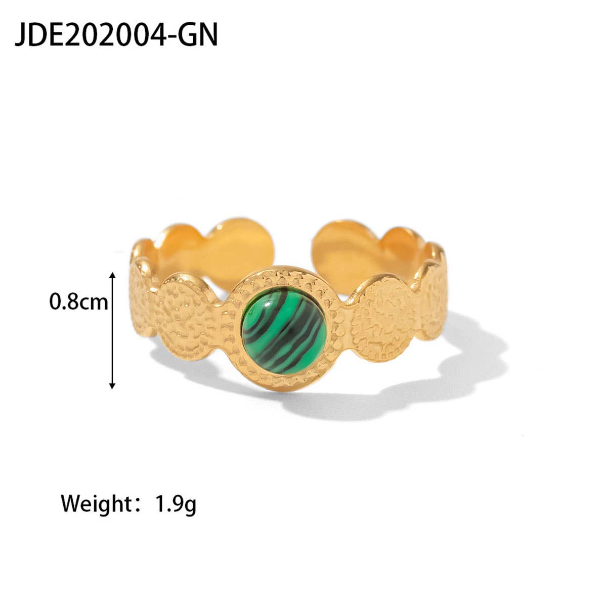 GOLD STAINLESS STEEL INLAID NATURAL STONE RINGS
