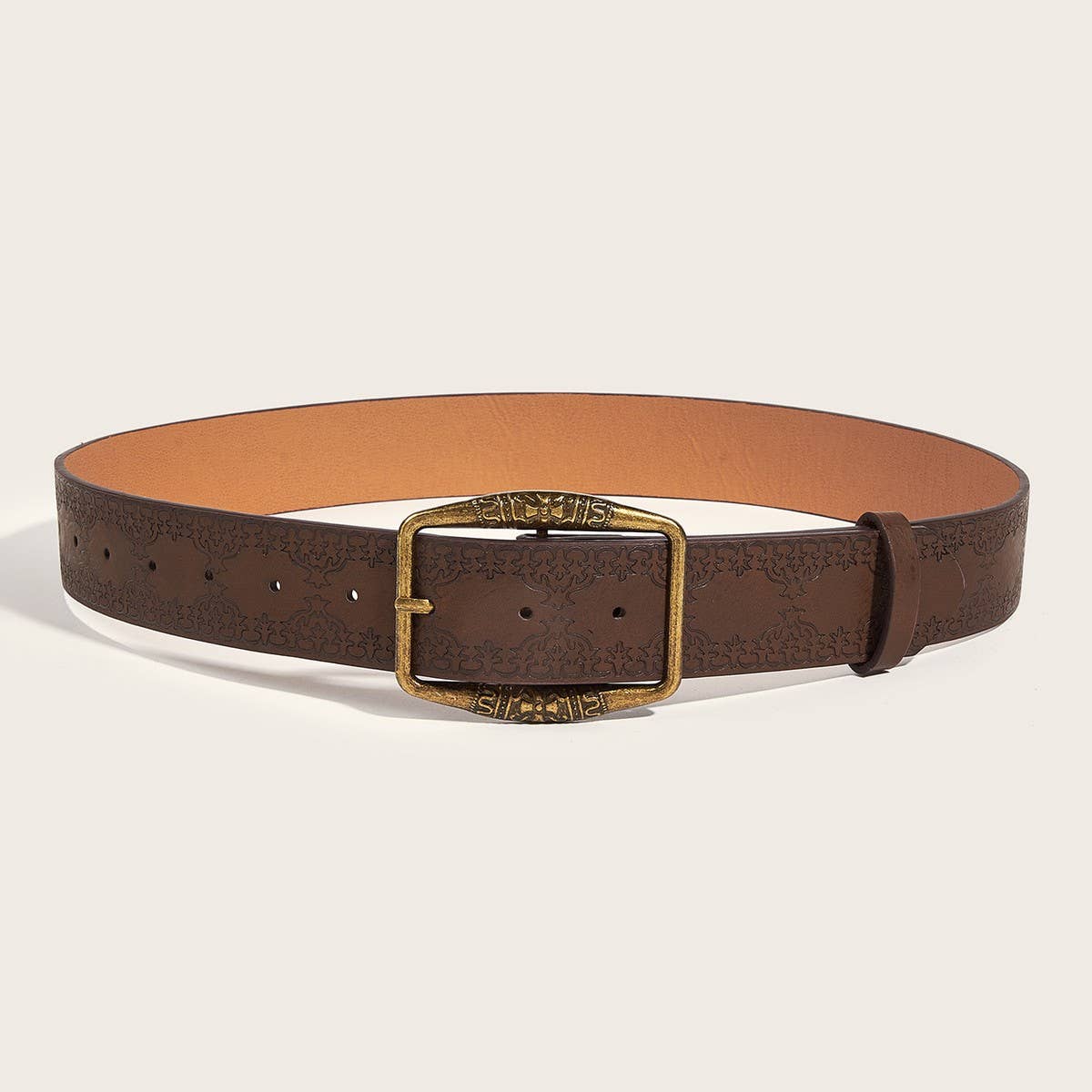 CWABE0555_VINTAGE IMITATION LEATHER SQUARE BUCKLE BELT