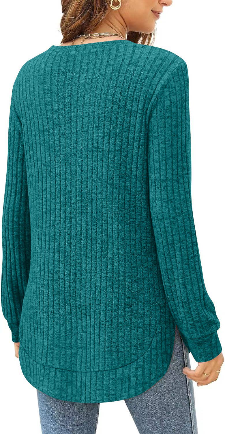 CWTTL1243_Crew Neck Pullover Casual Long Sleeve Top