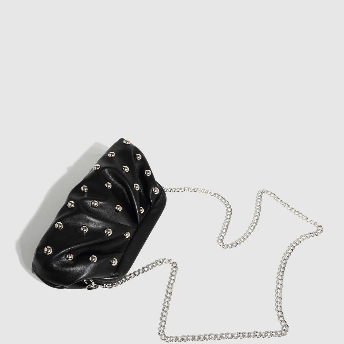Studded Dumpling Clutch & Chain Shoulder Bag_CWAB5711