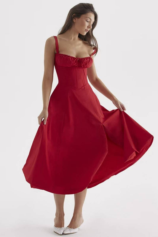 CWDMD5671_SLIM FIT WAIST SPLIT HEM MAXI DRESS