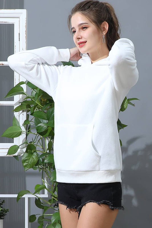 CWOHOL438-P_SOLID SWEATSHIRT FLEECE HOODIE WITH POCKET