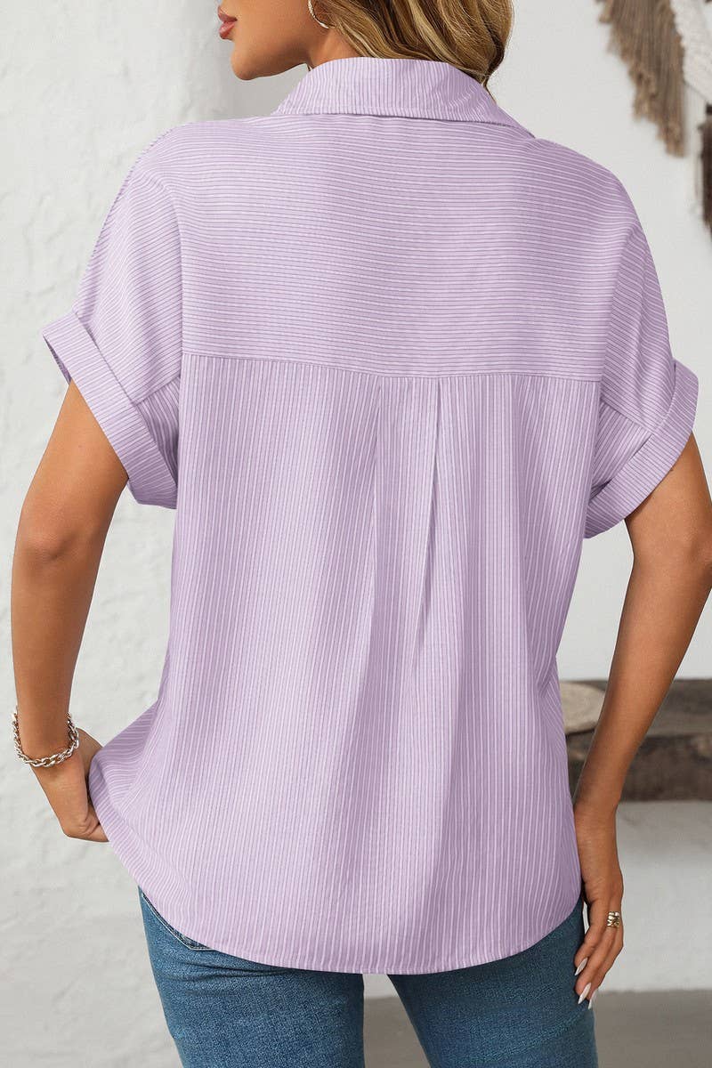 CWTSTS0568_LOOSE POCKET CASUAL STRIPED SHORT SLEEVE SHIRT