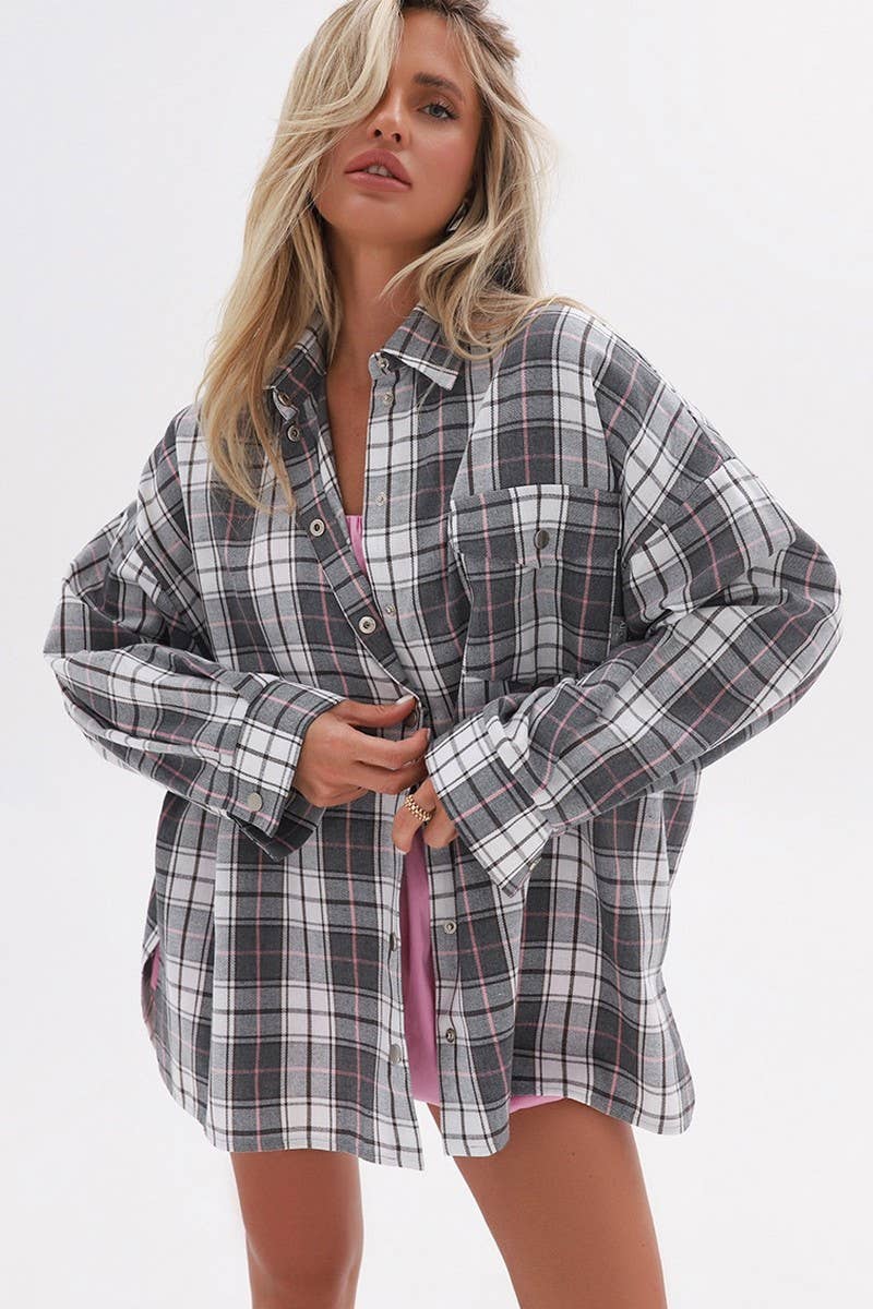 CWTSTL905_PLAID CASUAL LAPEL LONG SLEEVE SHIRT