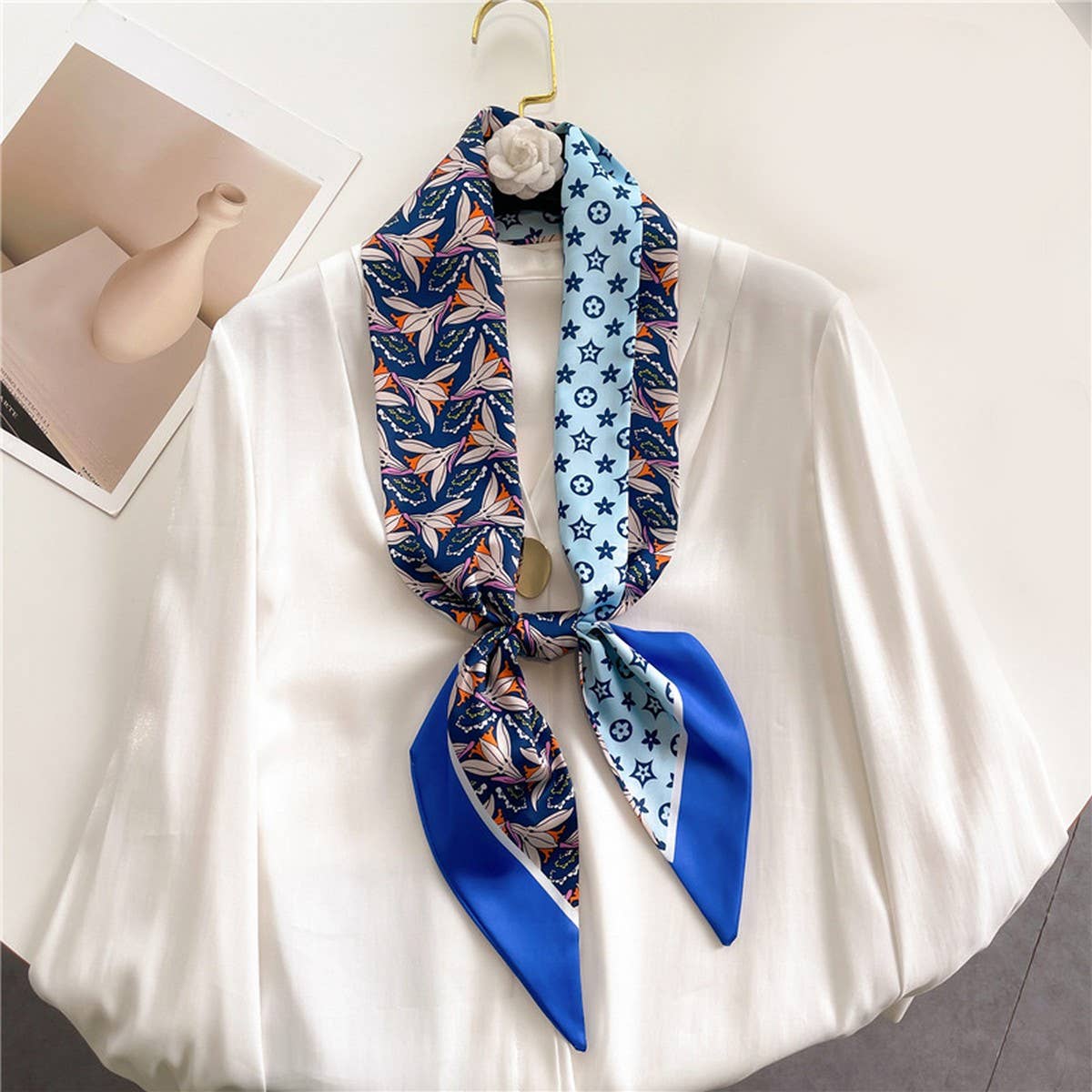 FASHIONABLE DOUBLE-LAYER RIBBON ANGLED HEAD SCARF