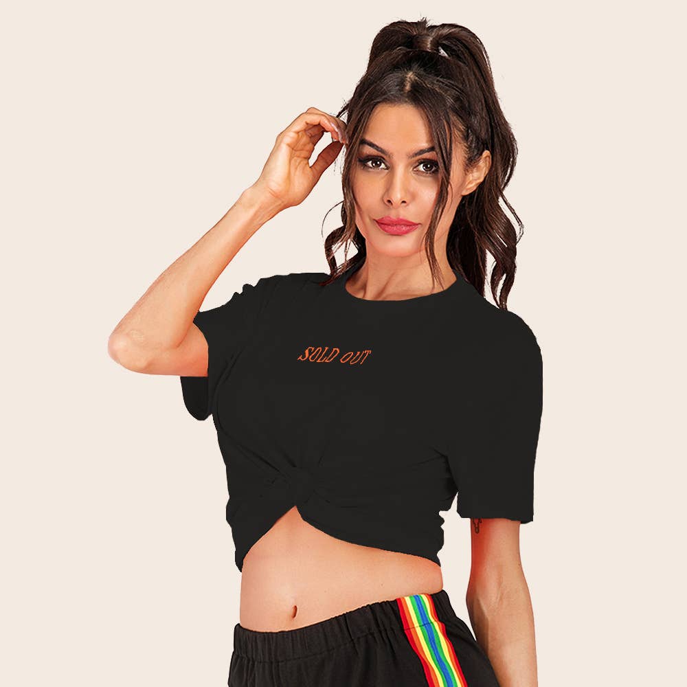 Crew-neck monogram print short-sleeved T-shirt