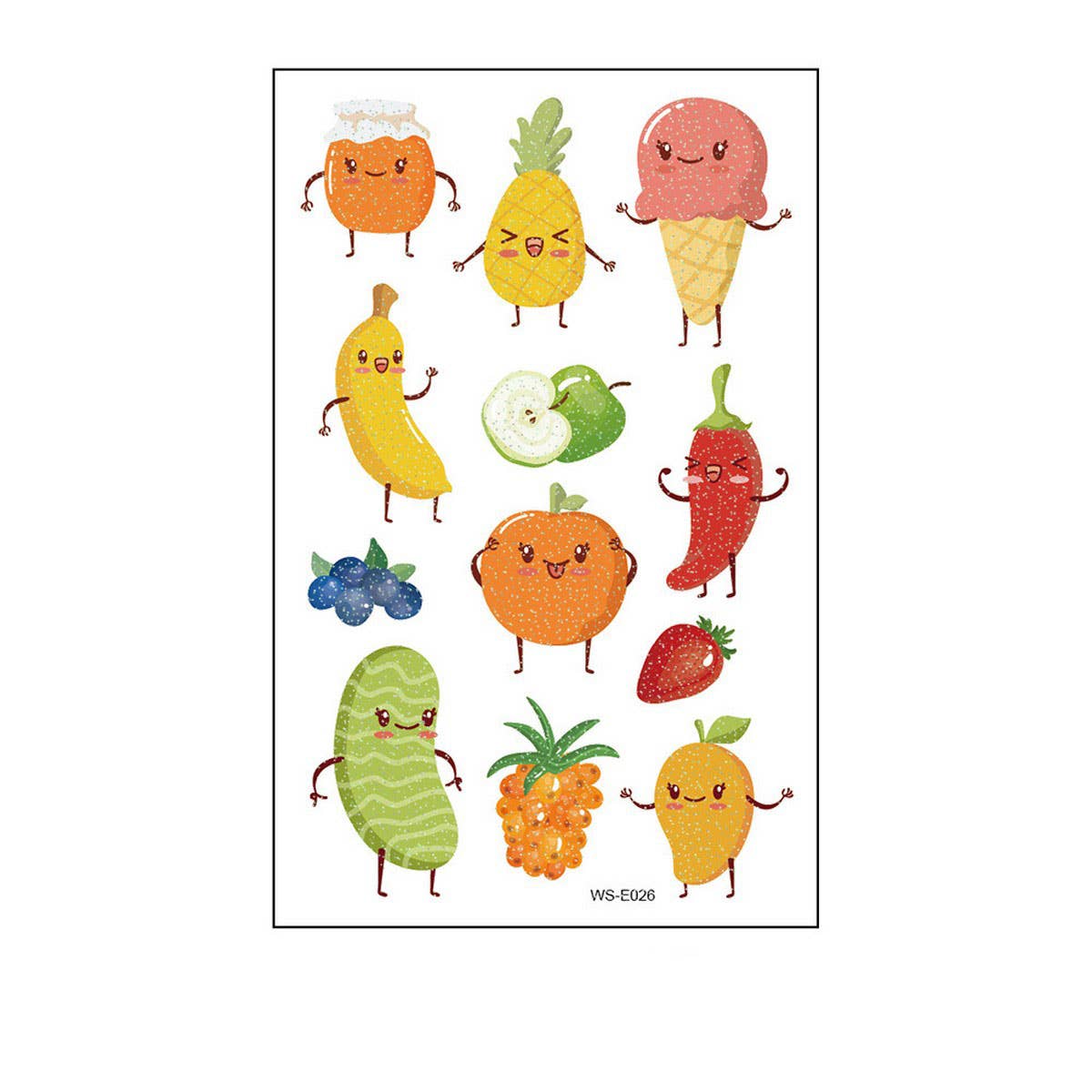 Waterproof Kids Sparkle Fruit & Veggie Tattoos
