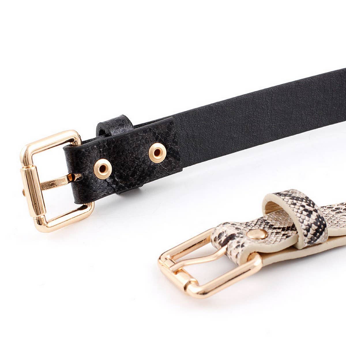 METAL NEEDLE BUCKLE SERPENTINE BELT WITH FINE EDGE