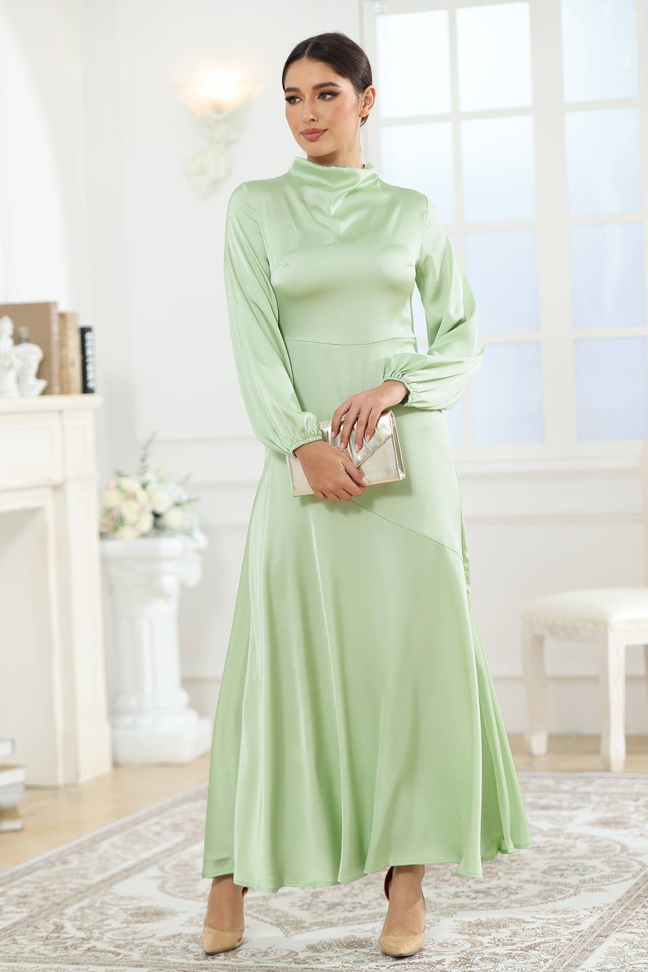 COLOR DING LONG-SLEEVED LOOSE TEMPERAMENT DRESS