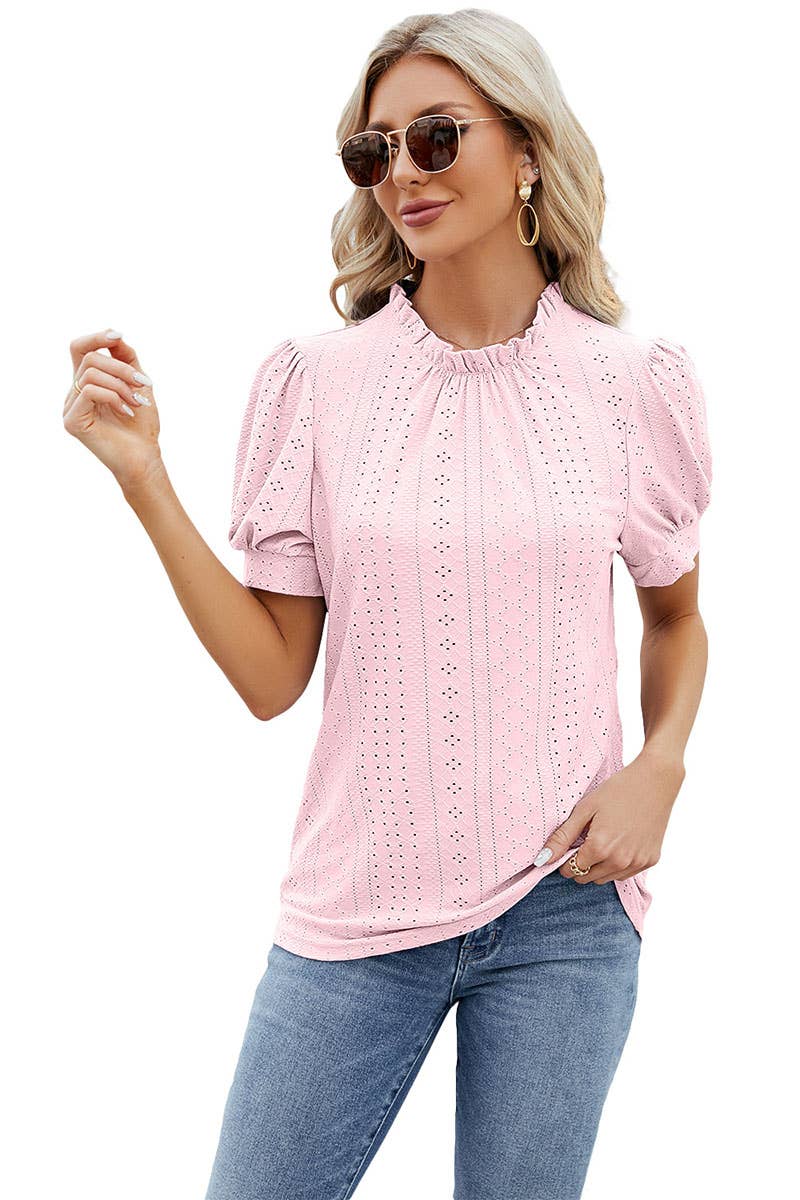 CWTBLS0298_Round Neck Short Sleeved Top