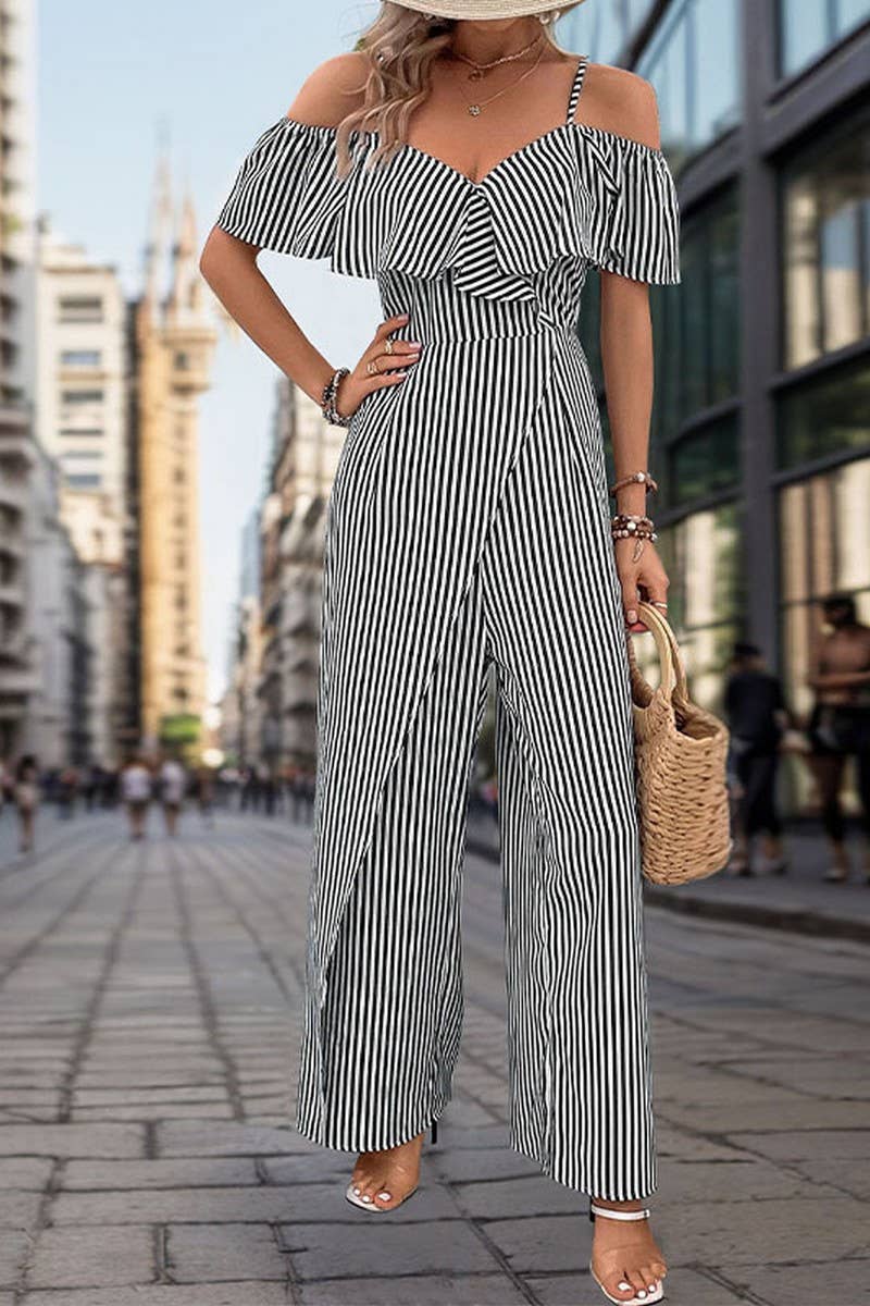 CWSJS0881_STRIPED SUSPENDERS WIDE-LEG JUMPSUIT