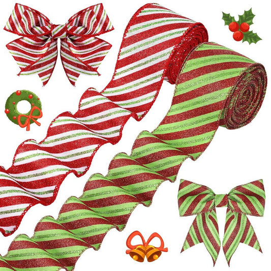 CWMM10194_CHRISTMAS GLITTER RIBBON ROLL FOR DIY BOWS