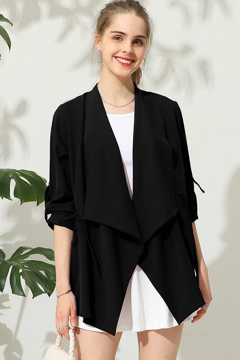 CWOCAL539_OVER LOOSE FIT TRENCH CARDIGAN WITH DRAWSTRING