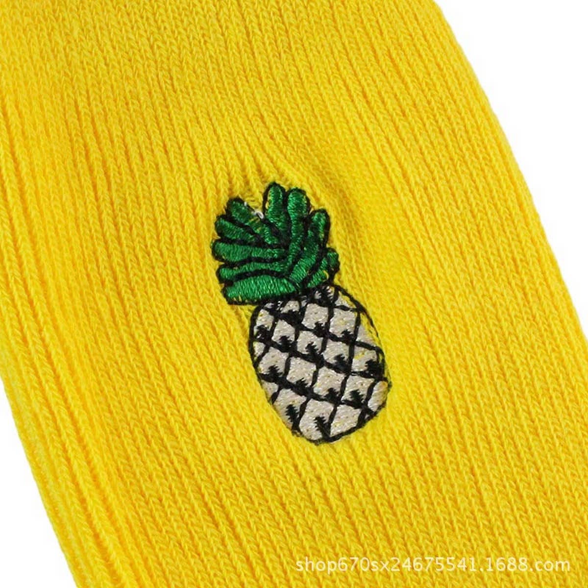FRUIT EMBROIDERY PATTERN STOCKINGS CREW SOCKS_CWAH1116