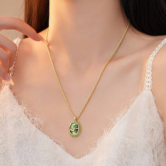 MONET GARDEN OIL DROP OVAL LEAF NECKLACE