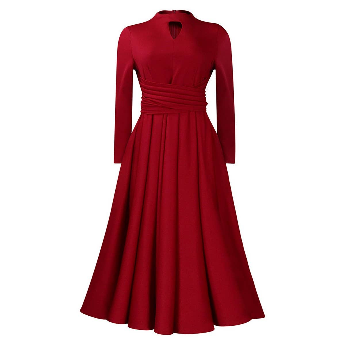 FASHIONABLE PLEATED PLUS SIZE SWING SKIRT DRESS