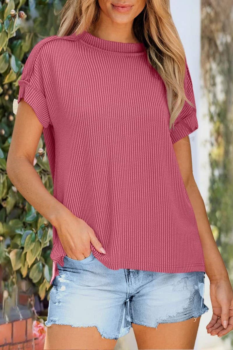 CWTBLS1816_SUMMER ROUND NECK SHORT SLEEVE LOOSE T-SHIRT