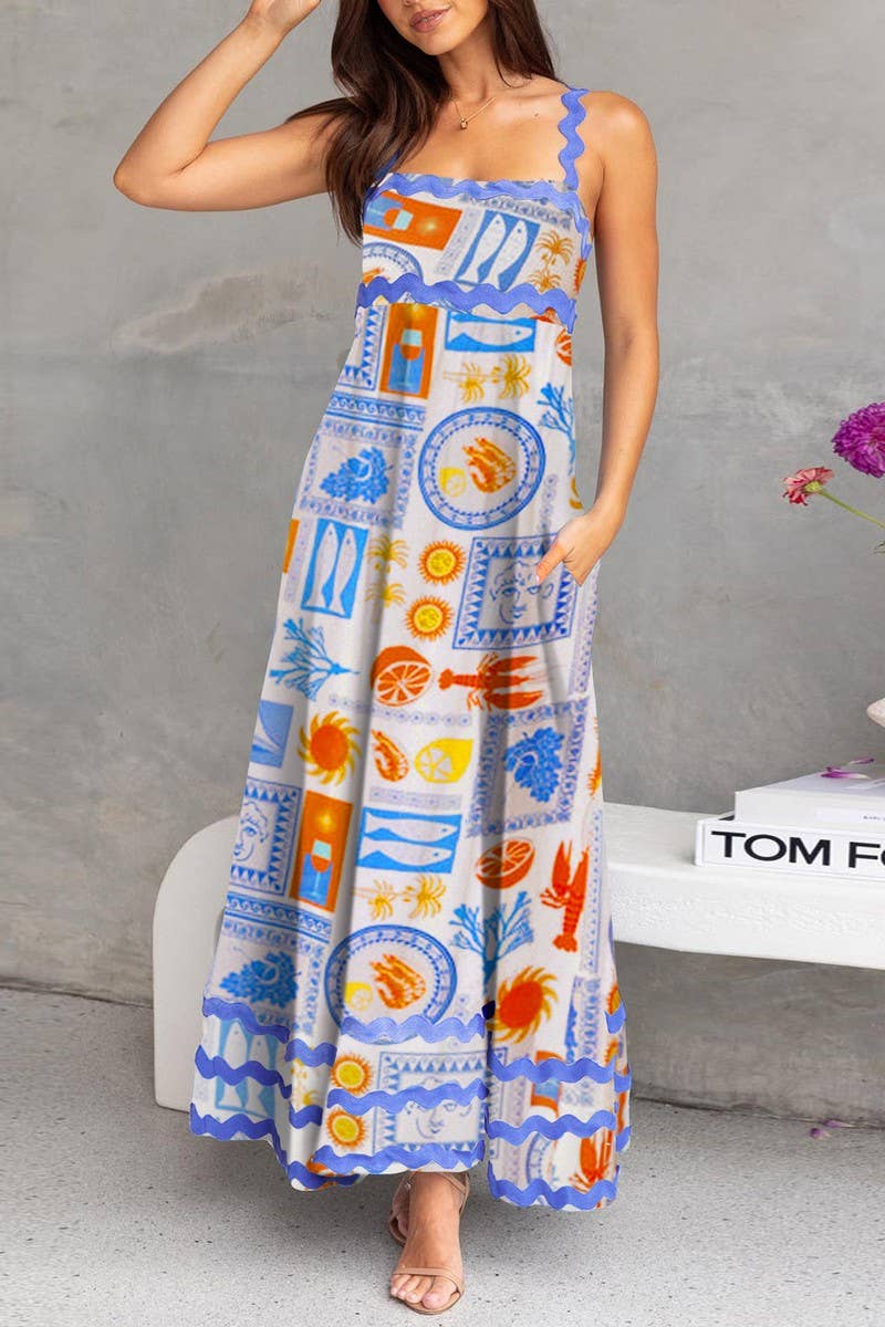 CWDMD5994_ELEGANT SPAGHETTI STRAP PRINTED MAXI DRESS