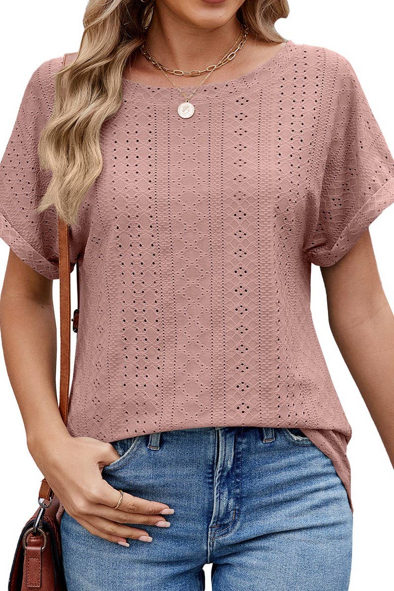 CWTBLS2281_LOOSE FIT CREW NECK SHORT SLEEVE CASUAL T-SHIRT