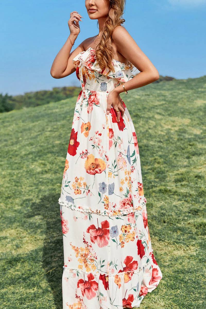 CWDMD5780_NEW SEXY SLEEVELESS SUSPENDER PRINTED DRESS